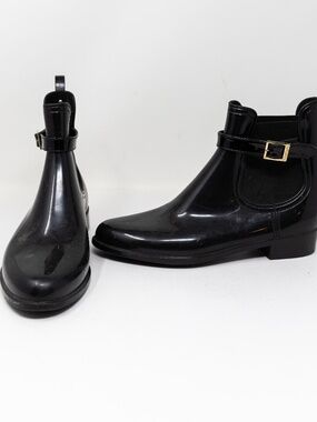 Jimmy Choo Jai Rubber Water Resistant Pull On Flat Ankle Rain Booties Boot Shoes